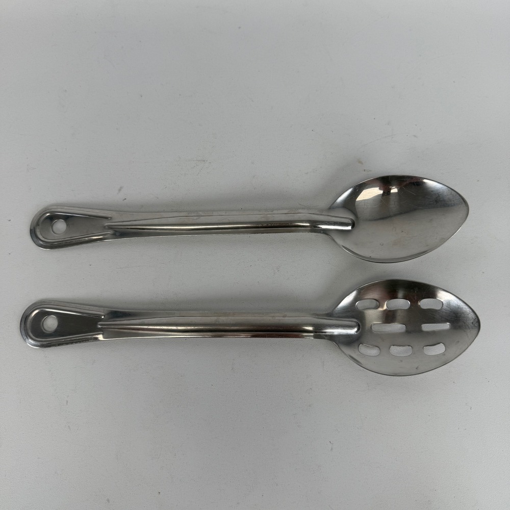 Polar Ware Co 18/8 Stainless Steel Serving Spoons Solid & Slotted 12.5" NSF 2pc